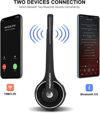 Load image into Gallery viewer, Trucker Bluetooth Headset Wireless Headset with Microphone Over The Head Headset with Noise Cancelling Sound On Ear Car Earphones Office Earpiece for Cell Phone Skype Call Center Bluetooth V5.0
