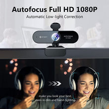 Load image into Gallery viewer, Webcam with Microphone – Autofocus Webcam with Privacy Cover eMeet Nova 96° View Web Camera 1080P w/2 De-Noise Mics, Plug &amp; Play USB Webcam with Universal Clip for Screens &amp; Tripods, Streaming Webcam
