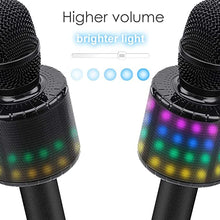 Load image into Gallery viewer, BONAOK Wireless Bluetooth Karaoke Microphone with Controllable LED Lights, Portable Handheld Karaoke Speaker Machine Birthday Home Party for All Smartphone(Q78 Black)
