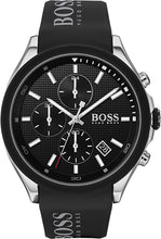 Load image into Gallery viewer, BOSS Black Men&#39;s Stainless Steel Quartz Watch with Silicone Strap, Black, 22 (Model: 1513716)
