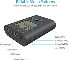 Load image into Gallery viewer, gofanco Prophecy Portable HDMI Tester Signal Pattern Generator Analyzer Installation Gear, Up to HDMI 2.0a 4K @60Hz 4:4:4 HDR 18Gbps, Battery Powered, HDCP 2.2, Firmware Upgradeable (PRO-HDMI2Gear)
