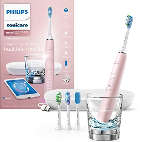 Philips Sonicare DiamondClean Smart 9500 Rechargeable Electric Power Toothbrush, Pink, HX9924/21