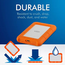 Load image into Gallery viewer, LaCie Rugged USB-C 2TB External Hard Drive Portable HDD û USB 3.0 compatible, Drop Shock Dust Rain Resistant, for Mac and PC Computer Desktop Workstation Laptop, 1 Month Adobe CC (STFR2000800), Orange
