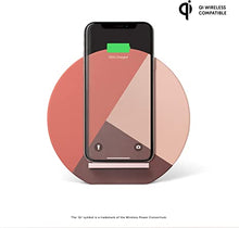 Load image into Gallery viewer, Native Union Dock Marquetry Wireless Charger–Genuine Italian Leather High Speed [Qi Certified] 10W Versatile Fast Wireless Charging Stand with iPhone 11/11Pro/11Pro Max(Rose)
