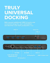 Load image into Gallery viewer, VisionTek VT4000 Universal Dual 4K Laptop Monitor Docking Station, Dual UHD Video, HDMI, DisplayPort, USB 3.0, USB-C, RJ45 Ports, for Mac &amp; Windows (901005), Black
