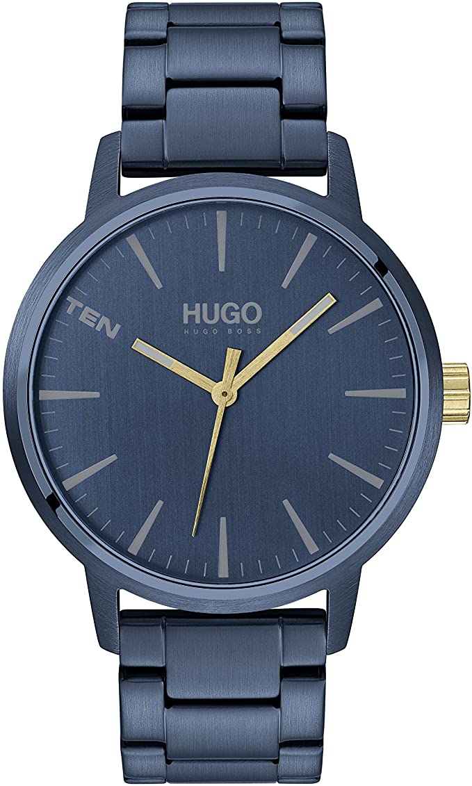 HUGO by Hugo Boss Men's #Stand Quartz Watch with Stainless Steel Strap, Blue, 20 (Model: 1530141)