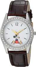 Load image into Gallery viewer, DISNEY Women&#39;s Mickey Mouse Analog-Quartz Watch with Leather-Synthetic Strap, Brown, 20 (Model: WDS000379)
