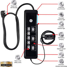 Load image into Gallery viewer, GE UltraPro 8 Outlet Surge Protector, Tethered 2 USB Ports, 4 Ft Power Cord, 2169 Joules, Flat Plug, Power Filter, Circuit Breaker, Warranty, Black, 34117
