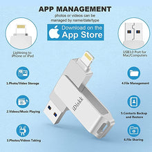Load image into Gallery viewer, iOS MFi Certified iDiskk 256GB Flash Drive Photo Stick Mobile for iPhone (13/12/12 pro/12 pro max/11/11 Pro/XR/X) Memory Stick iPad External Photo Storage for MacBook/Laptops/ PC Photo Stick
