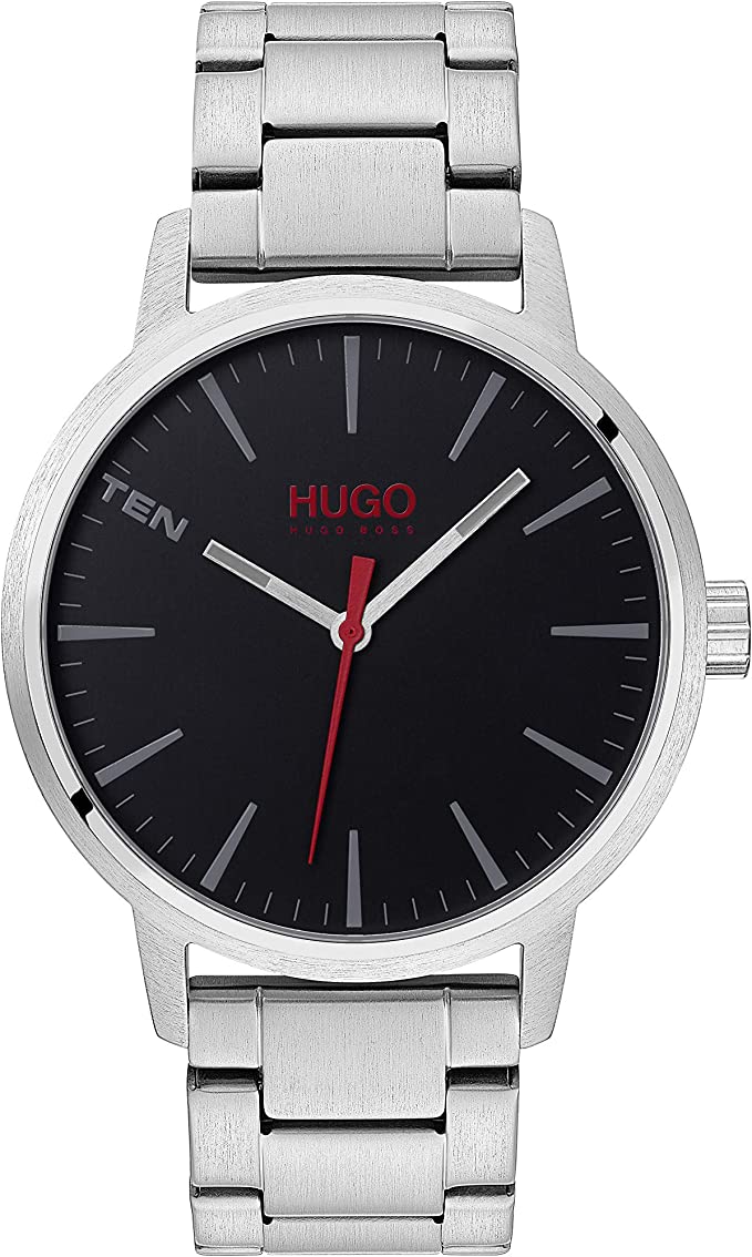 HUGO by Hugo Boss Men's #Stand Quartz Watch with Stainless Steel Strap, Silver, 20 (Model: 1530140)