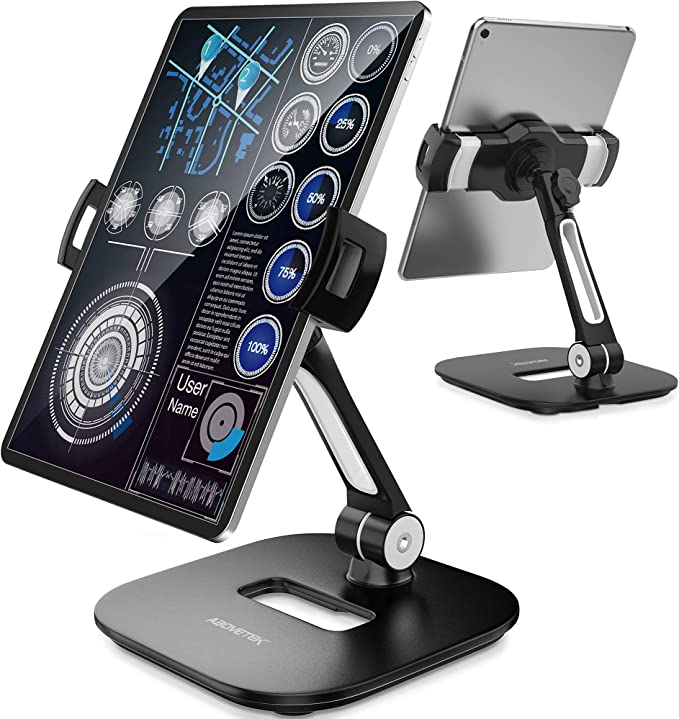 AboveTEK Stylish Aluminum Tablet Stand, iPad Stand, Folding 360? Swivel iPad iPhone Desk Mount Holder fits 4-11