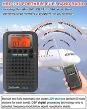 Load image into Gallery viewer, HanRongDa CB Radio Portable VHF FM AM Shortwave with Speaker and Backlit, Air Band Receiver with Extend Antenna and 700mAh Battery, Full Band Digital Radios with Alarm Clock and Sleep Timer HRD-737
