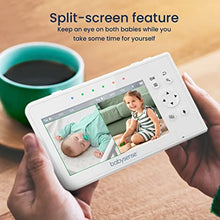 Load image into Gallery viewer, Baby Monitor, Babysense 4.3&quot; Split Screen, Video Baby Monitor with Two Cameras and Audio, Remote PTZ, 960ft Range (Open Space), Adjustable Night Light, Two-Way Audio, Zoom, Night Vision, Lullabies
