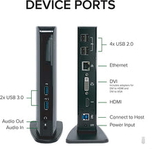 Load image into Gallery viewer, Plugable USB 3.0 Universal Laptop Docking Station Dual Monitor for Windows and Mac (Dual Video: HDMI and DVI/VGA/HDMI, Gigabit Ethernet, Audio, 6 USB Ports)
