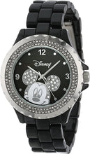 Load image into Gallery viewer, Disney Women&#39;s 56270-1B Mickey Mouse Rhinestone-Accented Black-Enamel Sparkle Watch
