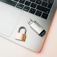 Load image into Gallery viewer, Verbatim 32GB Store&#39;n&#39; Go Secure Pro USB 3.0 Flash Drive with AES 256 Hardware Encryption - Silver
