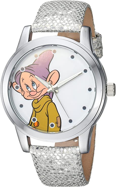 DISNEY Women's Snow White Analog-Quartz Watch with Leather-Synthetic Strap, Grey, 18 (Model: WDS000352)