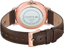 Load image into Gallery viewer, Lacoste Men&#39;s Rose Gold IP Quartz Watch with Leather Strap, Brown, 18 (Model: 2011018)
