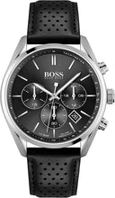 Load image into Gallery viewer, BOSS Black Men&#39;s Stainless Steel Quartz Watch with Leather Strap, Black, 22 (Model: 1513816)
