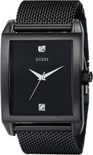 Load image into Gallery viewer, GUESS Mesh Black Ionic Plated Rectangular Genuine Diamond Watch. Color: Black (Model: U0298G1)

