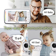 Load image into Gallery viewer, [HD] Video Baby Monitor, 720P 5&quot; HD Display, IPS Screen, 2 HD Cams, 24-Hour Battery Life, 1000ft Range, 2-Way Communication, Secure Privacy Wireless Technology
