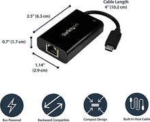 Load image into Gallery viewer, StarTech.com USB C to Gigabit Ethernet Adapter/Converter w/PD 2.0 - 1Gbps USB 3.1 Type C to RJ45/LAN Network w/Power Delivery Pass Through Charging - TB3 Compatible/ MacBook Pro Chromebook (US1GC30PD)
