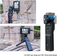 Load image into Gallery viewer, JJC Wired Remote Shooting Grip Mini Tripod for Sony ZV-1 RX100 Mark II III IV V VA VI VII A6500 A6400 A6300 A6100 A6000 A5100 HDR-CX405 CX440 CX675 FDR-AX53 AX43 AX33 AX100 &amp; More Sony Camera Handycam
