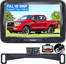 Load image into Gallery viewer, Backup Camera for Car HD 1080P with Monitor Kit License Plate Hitch Rear View Camera for Cars Trucks SUVs Campers Two Video Channels Support 2nd Camera for Baby Car Mirror Camera - Rohent R1
