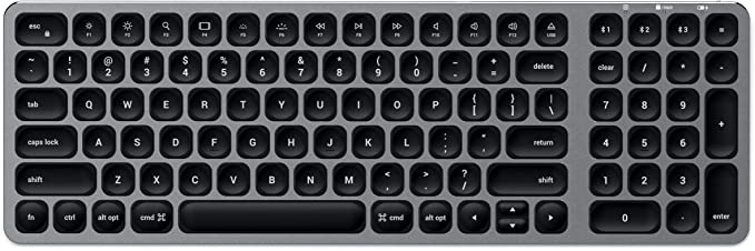 Satechi Compact Backlit Bluetooth Keyboard – Wireless Bluetooth 5.0 & Multi-Device Sync – Compatible with 2020/2018 MacBook Air, 2020/2018 iPad Pro, 2020/2019 MacBook Pro, 2012 & Later Mac Devices