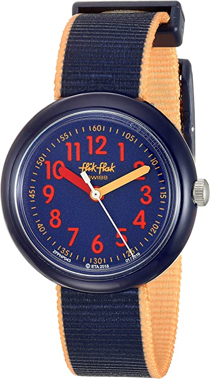 Flik Flak Kids' Color Blast Quartz Polyester Strap, Blue, 14 Casual Watch (Model: ZFPNP043)