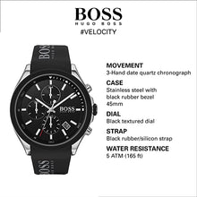 Load image into Gallery viewer, BOSS Black Men&#39;s Stainless Steel Quartz Watch with Silicone Strap, Black, 22 (Model: 1513716)
