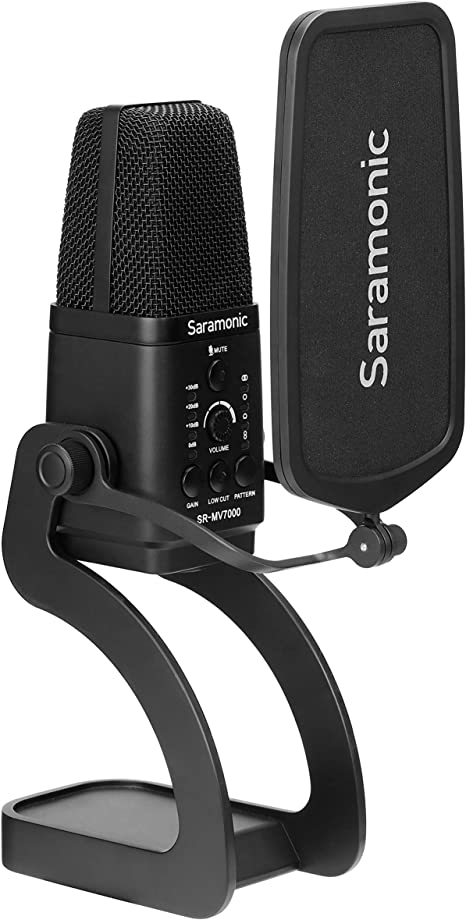 Saramonic Multi-Pattern Large Diaphragm Condenser Microphone with USB, USB-C & Dual XLR Output Cables for Computers, Android & Pro Mixers or Preamps (SR-MV7000)