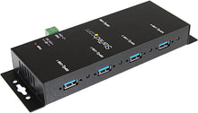 Load image into Gallery viewer, StarTech.com 4-Port USB 3.0 Hub – Industrial USB Expansion Hub with ESD Protection – TAA Compliant - Metal Mountable USB Hub (ST4300USBM),Black
