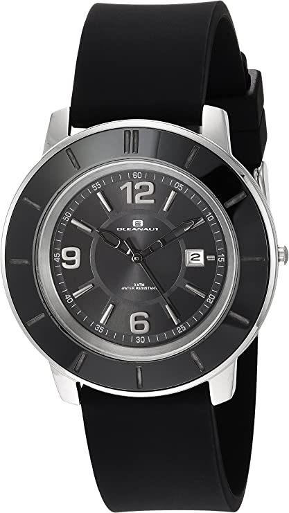 Oceanaut Women's Satin Stainless Steel Quartz Silicone Strap, Black, 18 Casual Watch (Model: OC0811)