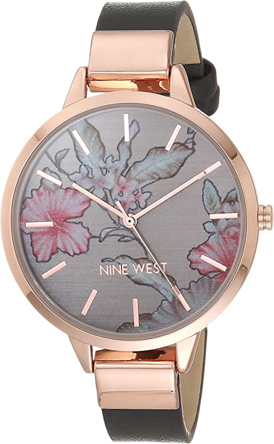 Nine West Women's Floral Dial Strap Watch