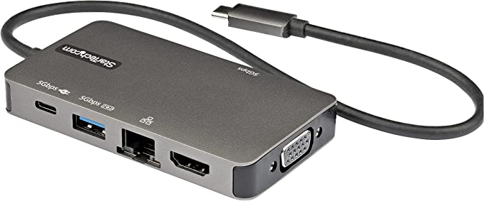 StarTech.com USB-C Multiport Adapter - USB-C to 4K 30Hz HDMI or 1080p VGA - USB Type-C Mini Dock w/ 100W Power Delivery Passthrough, 3-Port USB Hub 5Gbps, GbE - 12