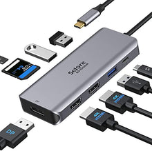 Load image into Gallery viewer, USB C Docking Station Dual Monitor, 9 in 1 USB C Triple Display Docking Station to Dual HDMI Adapter Displayport SD TF Card Reader 2USB 2.0, 1 USB 3.0, 100W PD for USB C Thunderbolt 3 Laptops

