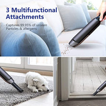 Load image into Gallery viewer, LAOPAO Portable Car Vacuum Cleaner High Power 9Kpa Hand Vacuum Cordless Rechargeable Handheld Vacuum 3x2000mAh Li-ion Battery Quick Charge Mini Vacuum for Home/Car/Pet Hair Cleaning Car Seat Cleaner
