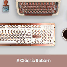 Load image into Gallery viewer, Azio Retro Classic USB (Posh) - Wireless/USB Wired Leather Vintage Backlit Mechanical Keyboard for PC/Mac (MK-RETRO-L-02-US)
