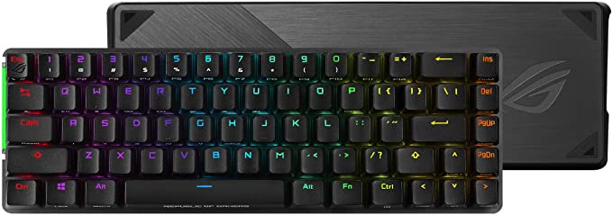 ASUS ROG Falchion Wireless 65% Mechanical Gaming Keyboard | 68 Keys, Aura Sync RGB, Extended Battery Life, Interactive Touch Panel, PBT Keycaps, Cherry MX Blue Switches, Keyboard Cover Case