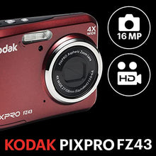 Load image into Gallery viewer, Kodak PIXPRO Friendly Zoom FZ43-RD 16MP Digital Camera with 4X Optical Zoom and 2.7&quot; LCD Screen (Red)
