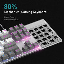 Load image into Gallery viewer, AULA F3287 Wired TKL Rainbow Mechanical Gaming Keyboard, 80% Compact Tenkeyless 87 Keys Layout w/Linear Red Switches, White &amp; Grey Mixed-Color Keycaps, Programmable Macro Keys
