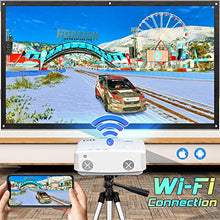 Load image into Gallery viewer, TMY WiFi Projector with 100? Screen, 180 ANSI Brightness [Over 7500 Lumens], 1080P Full HD Enhanced Portable Projector Compatible with TV Stick Smartphone Tablet HDMI USB for Outdoor Movies.
