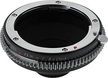 Load image into Gallery viewer, Fotodiox Pro Lens Adapter - Compatible with Pentax K Auto Focus Mount (PK AF) Lenses to C-Mount (1&quot; Screw Mount) Cine &amp; CCTV Cameras with Built-in De-Clicked Aperture Control Dial

