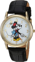 Load image into Gallery viewer, DISNEY Women&#39;s Minnie Mouse Analog-Quartz Watch with Leather-Synthetic Strap, Black, 18 (Model: WDS000410)
