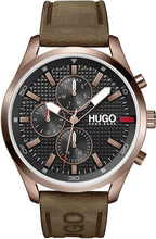 Load image into Gallery viewer, HUGO by Hugo Boss Men&#39;s #Chase Stainless Steel Quartz Watch with Leather Strap, Brown, 22 (Model: 1530162)
