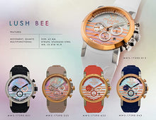 Load image into Gallery viewer, Mulco Lush Bee Quartz Multifunctional Movement Women&#39;s Watch | Premium Mother of Pearl and Swarovski Sundial Display with Rose Gold Accents | Silicone Watch Band | Water Resistant
