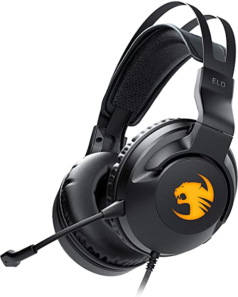 ROCCAT Elo 7.1 USB PC Gaming Headset, Surround Sound with AIMO RGB Lighting, Wired Computer Headphones, Detachable Noise Cancelling Microphone, Lightweight, 50mm Drivers, Black