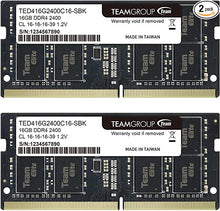 Load image into Gallery viewer, TEAMGROUP Elite DDR4 32GB Kit (2 x 16GB) 2400MHz PC4-19200 CL16 Unbuffered Non-ECC 1.2V SODIMM 260-Pin Laptop Notebook PC Computer Memory Module Ram Upgrade - TED432G2400C16DC-S01
