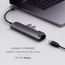 Load image into Gallery viewer, Satechi USB-C Slim Multi-Port with Ethernet Adapter - 4K HDMI, Gigabit Ethernet, USB-C PD Charging - Compatible with 2020/2019 MacBook Pro, 2020/2018 iPad Pro, Microsoft Laptop 3 (Space Gray)

